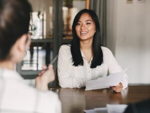 Professional interview in a corporate environment