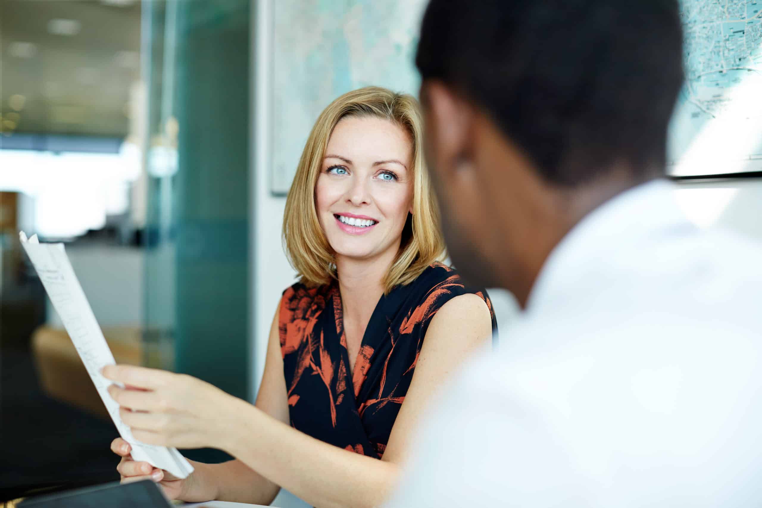 Shot of two businesspeople having a meeting in an office