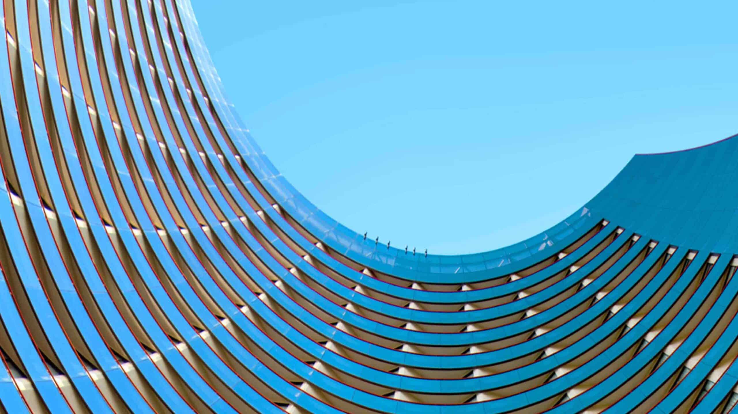 Close up of building looking up towards the sky