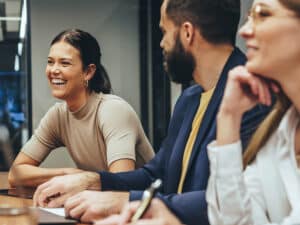 professionals collaborating in group setting