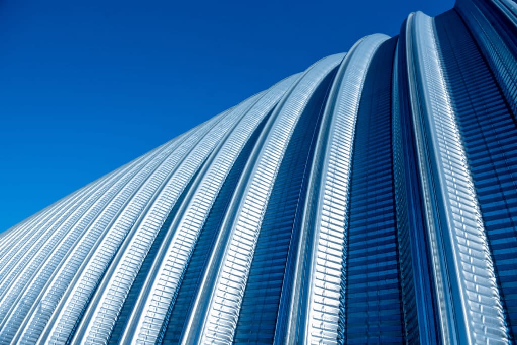 The surface of a industrial metal roof. Abstract background