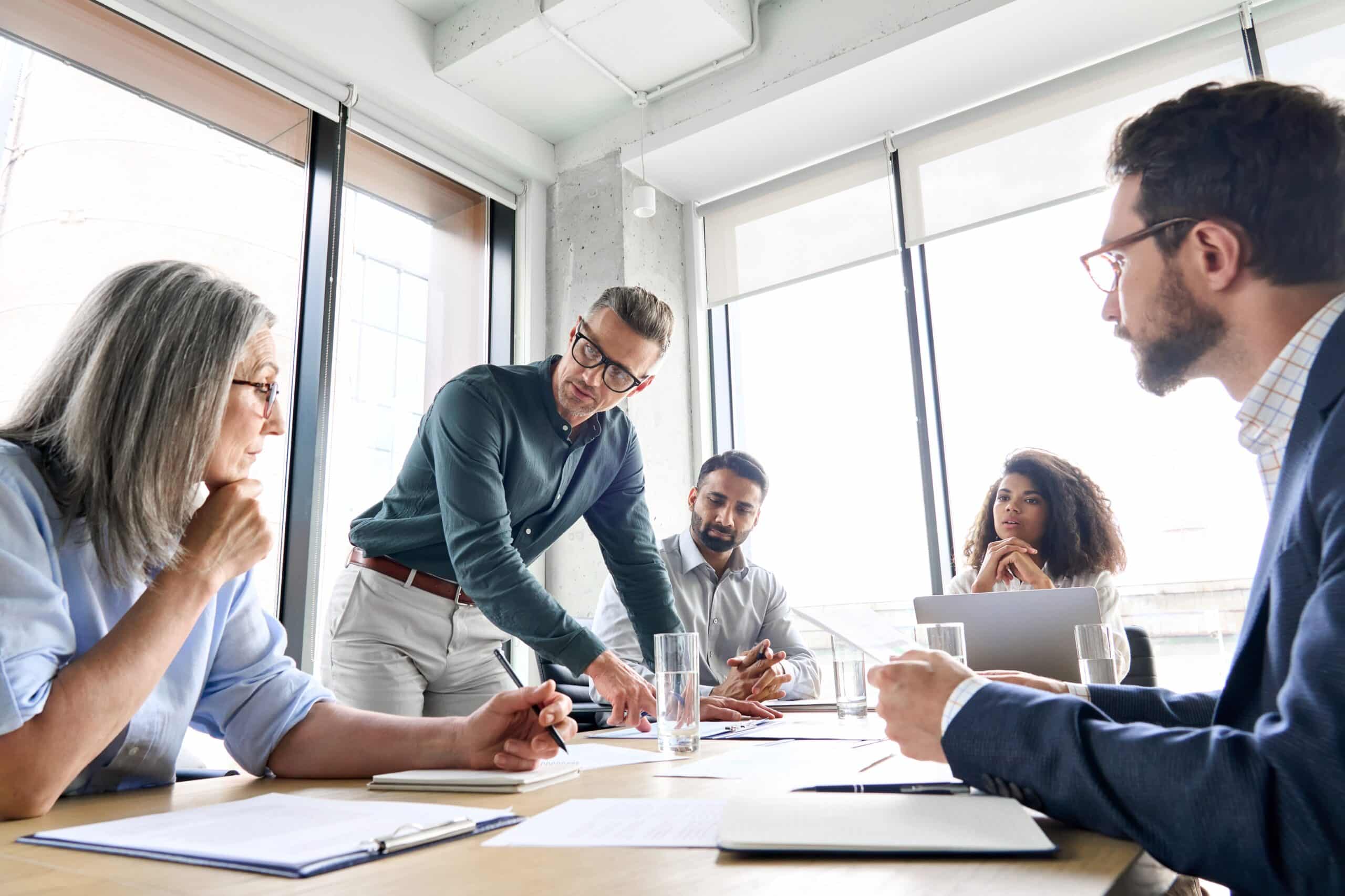 Leader leading a discussion around the table