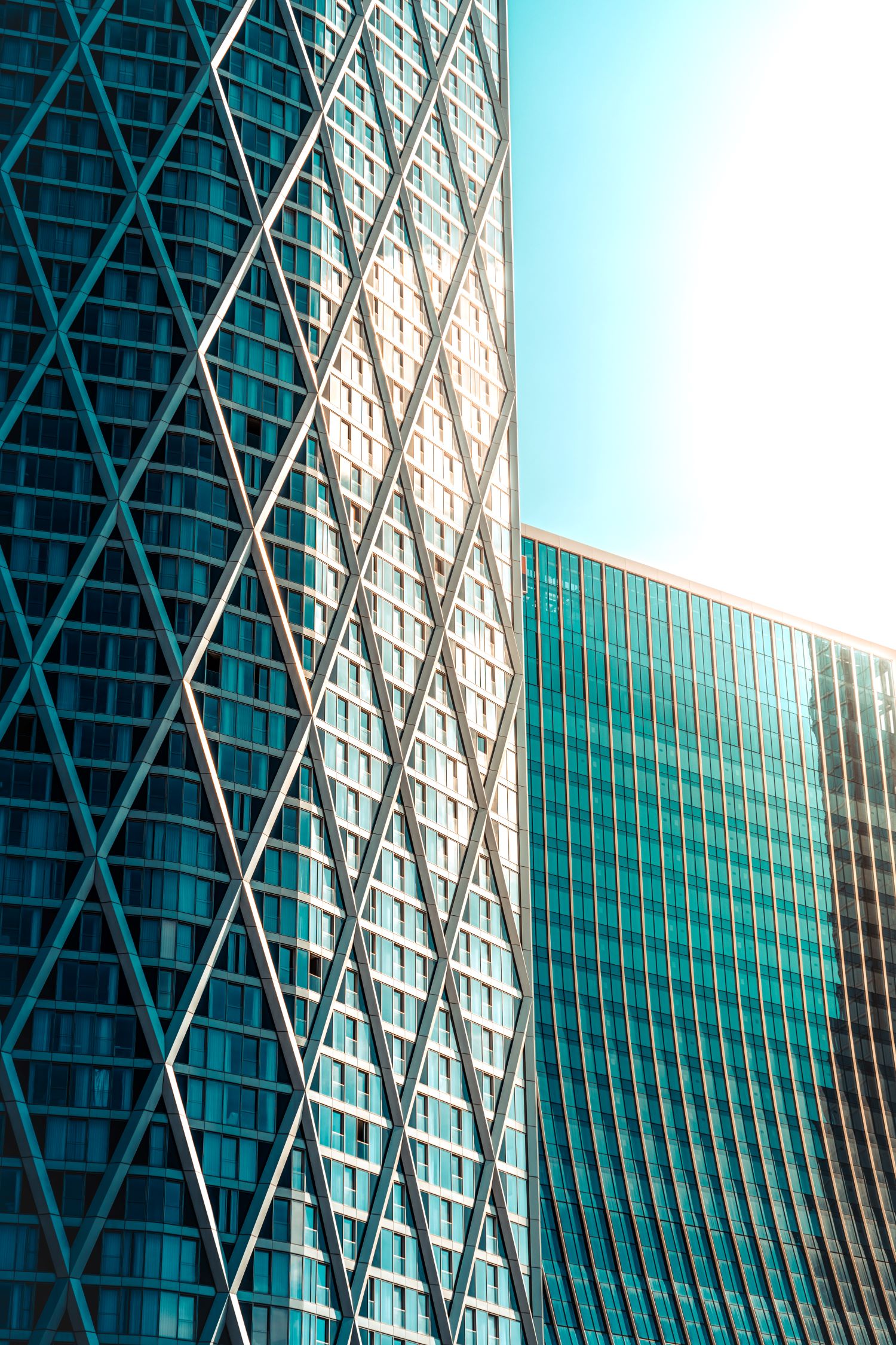 Futuristic glass buildings