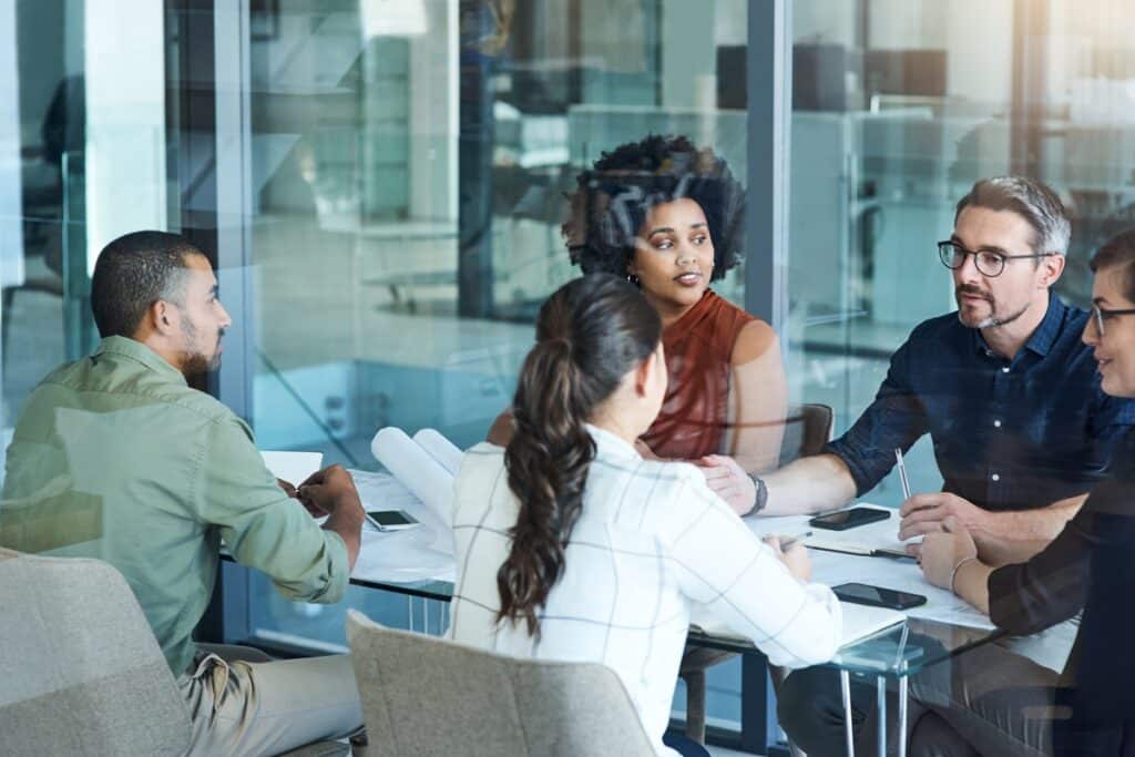 Shot of a group of businesspeople having a meeting in an office