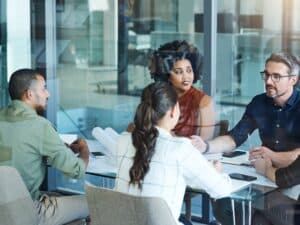 Shot of a group of businesspeople having a meeting in an office