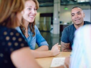 Unposed group of creative business people in an open concept