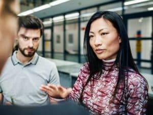 Print Factory Manager Meeting With Employees