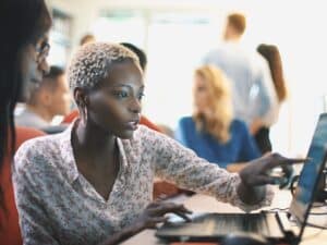 Graphic designers at work.