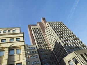 Corporate Buildings in Colmore Row Birmingham. Birminghams fincanial and legal business area.